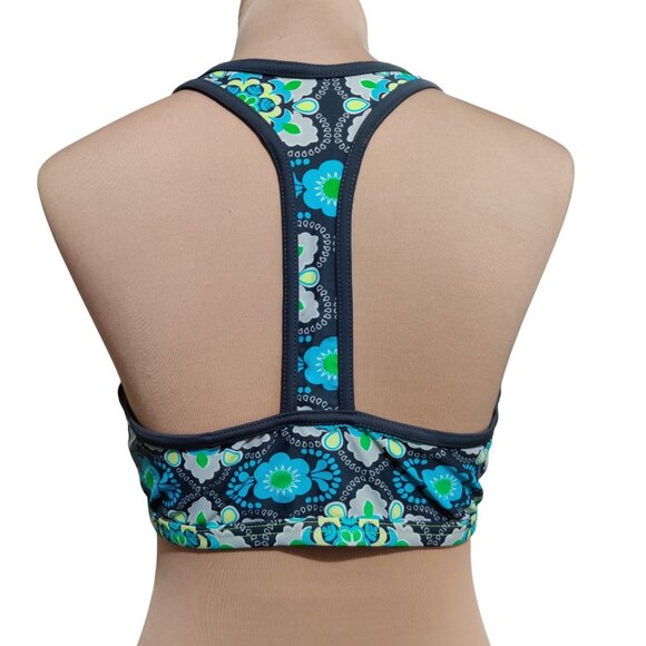 Womens Swimsuit Bikini Top Racerback Boho Floral Print Grey Blue Green Size XL - Picture 4 of 7